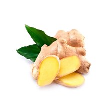 Ginger root slices with aromatic texture